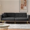 Kebnor Divano letto con funzione letto, angolo regolabile, gambe dorate, con cuscini e tasche laterali di stoccaggio (grigio scuro)