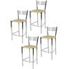 t m c s Tommychairs - Set 4 sgabelli alti modello Elegance per cucina e bar, struttura in acciaio cromato e seduta imbottita e rivestita in pelle artificiale colore avorio
