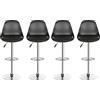RELOVE Sgabello da Bar Moderno Sgabello Alto con Schienale in Simipelle Sedia Alta da Cucina Regolabile Girevole (Nero-4 PC)