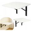 PlayPals Furniture Tavolo pieghevole da parete, 40 x 50 cm, bianco, con supporti neri, pieghevole, da parete, salvaspazio, piccolo tavolo da cucina pieghevole