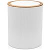 Inbagno Pattumiera 5lt, in plastica Bianco con Coperchio Basculante, Dettagli Effetto Legno, Serie Blob