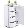 GYMAX Armadietto in Legno Armadio con 4 Cassetti, 56 x 30 x 81 cm (Bianco)