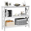 COSTWAY Tavolo Consolle a 2/3 Ripiani, Tavolo d'Ingresso in Legno, Mobile Multifunzionale per Soggiorno e Corridoio, 100 x 30 x 80cm, Portata Massima 30 kg (3 Ripiani, Bianco)