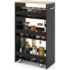 GIANTEX Carrello per Nicchia con Ruote, 4 Livelli，Carrello di Servizio Stretto Salvaspazio, da Bagno, Scaffale da Cucina Sottile 47,5 x 13 x 80,5 cm (Naturale+Nero, Largo 25 cm)