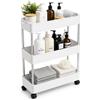 YNAADYH Scaffale per nicchia, 15 cm, 3 ripiani, carrello per nicchia, armadio da cucina bianco con ruote
