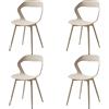 GrandCA HOME Set di 4 Sedie da Pranzo o Sedia da Ufficio con Gambe in Metallo, Sedie da Cucina per Soggiorno, Sala da Pranzo, Sala Riunioni, Beige+Beige