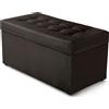 MG Design Pouf contenitore imbottito 45 × 90 cm Marrone scuro - capacità ca. 100 L, fino a 300 kg, seduta morbida, struttura solida, già montato e facile da pulire