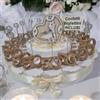 Sindy Bomboniere Torta bomboniere 50 Anniversario Matrimonio Numero Dorato + Centrale Orologio sposi Innamorati Confetti e Biglietti Inclusi (20 fette)