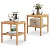 LIFEZEAL Set di 2 Tavolini Bamboo, Usabile a Lungo Termine, Tavolino da Salotto, Assemblaggio Semplice e Stabile Struttura, Comodini Camera da Letto, 40 x 40 x 45 cm, Colore Naturale