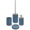 Inbagno Set Bagno Accessori Completo - 4 Pezzi, Kit Accessori appoggio Effetto Pietra Turchese Cobalto, Include Dispenser, portaspazzolini, portasapone e scopino WC, (Set Completo)