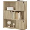 eSituro Libreria Autoportante a 6 Scomparti, Porta Libri con Ante, Scaffale a 3 Ripiani Portaoggetti, Divisorio per Ambienti, Ufficio, Studio, Soggiorno, in Legno, 80x30x96cm, Legno Chiaro, SBKC0051