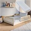 Kids Collective Letto per bambini, 140 x 200 cm, con materasso, protezione contro le cadute e rete a doghe Montessori, colore naturale, altre misure, 80 x 160 cm, 90 x 200 cm, 120 x 200 cm