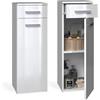 CDF Mobile alto da bagno NEL V DS | Colore: Bianco lucido | Moderno scaffale da bagno | Armadietto portaoggetti | Spaziosi ripiani | Porte | Montaggio facile | Maniglie eleganti
