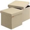 Casaria® Set 2x Sgabello Contenitore 38x38x38cm Pouf Poggiapiedi Portaoggetti Sedile Imbottito Sgabello Salvaspazio Pieghevole Camera Letto Soggiorno