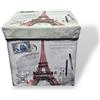 GX GARGIX GARGIX PUFF POUF CONTENITORE QUADRATO ECOPELLE PANCA BAULE STAMPA LONDRA PARIS (DIV-4, 30cm X 30cm)
