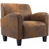 vidaXL Sedia Imbottita con Cuscino Elegante Design Classico Lussuosa con Braccioli Poltrona Relax Marrone in Similpelle Scamosciata