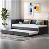 LKPOMI Divano letto pieghevole 3 posti in tessuto di velluto, letto matrimoniale imbottito con telaio a doghe per camera da letto, soggiorno, senza cuscino, 180 x 200 cm (grigio 1)
