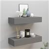 ZQQLVOO Sospese mensole decorative Mensole Arredo Salotto Scaffali con Cassetti da Parete 2 pz Grigio 60x23,5x10 cm MDF per camera da letto, soggiorno, cucina, ufficio a casa, lavanderia