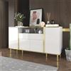 Goeria Credenza bianca lucida con 1 cassetto, cassettiera per camera da letto, credenza bianca lucida - B150/T40/H80 cm