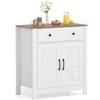 KOMFOTTEU Credenza Cucina con Ripiano Regolabile, Mobile Buffet con 2 Ante e Cassetto, Mobiletto Multiuso per Sala da Pranzo, Soggiorno, Ingresso, Corridoio, 76 x 40 x 85 cm (L x P x A), Bianco