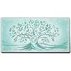 Giallobus - Quadro - 04 - Capezzale Moderno - Sacra Famiglia e Albero della Vita - Turchese - Tela Canvas Telaio Standard - 100x50 - Pronto da Appendere - Quadri Moderni per la casa