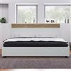 REXO Letto matrimoniale in legno (140 x 200 cm) con testiera in struttura e rete a doghe, 205 x 144 x 90,5 cm (lunghezza x larghezza x altezza), set in rovere Sonoma/bianco (senza materasso)