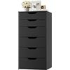 FOREHILL Cassettiera a 6 Cassetti, Cassettiera Camera da Letto Nera, Comò con Cassetti Comodino in Legno, per Soggiorno, Camera da Letto, Corridoio, Cucina 40 x 45 x 90.5cm (Nero)