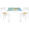 leomark tavolo e 2 sedie in legno per bambini 60x60x49 cm, stabile set per camera dei bambini, sala comune, scuola materna, asilo nido, mobili per bambini, Yeti colore Mappa del mondo