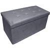 Russo Tessuti Pouf Panca Contenitore Scatola Pieghevole Effetto Vellutato Velluto Velvet-Grigio