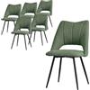ML DESIGN modern living ML-Design Set di 6 Sedie per Sala da Pranzo Verde Seduta in Poliestere con Gambe in Metallo Nero Poltrona da Cucina con Schienale da Soggiorno Sedie Imbottite per Ufficio Poltrone