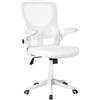 Brigros WeHome - Sedia da Ufficio Ergonomica Vivi in Rete Traspirante con Supporto Lombare, Girevole e Regolabile in Altezza con Braccioli Inclinabili, Base con Ruote, Bianco