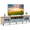 COSTWAY Mobile TV in Legno per Televisori Fino a 80, Mobile Porta TV 180 cm con 2 Cassetti, 2 Armadi e Scomparto, 7 Gambe Metalliche Rialzate, Consolle Media per Soggiorno (Blu)