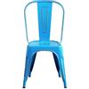 milani home - Set Di 4 Sedie In Metallo Di Design Moderno Industrial Vintage Colore Blu Antico Ossidato Per Sala Da Pranzo Bar Ristorante Soggiorno - Blu