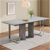 YuQozii Moderno tavolo da pranzo semplice, grande con 6 posti, lunghezza 180 x 80 x altezza 75 cm, gambe in metallo massiccio, colore grigio + argento