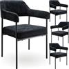 tectake® Set 4 Sedie Sala da Pranzo, Sedie Moderne con Gambe in Acciaio, Sedia Ergonomica, Sedie da Cucina Antiscivolo, Ideali per Soggiorno e Sala da Pranzo. Tessuto, Nero/Nero