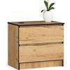 Home Collective Cassettiera in rovere con 2 ampi cassetti, larghezza 60 cm, altezza 55 cm cassettiera camera da letto corridoio soggiorno organizer cassettiera credenza in legno credenza mobile
