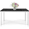 Mar.c.a. Design - Tavolo da Pranzo Allungabile Rettangolare 160x90x76 cm - Allungabile Fino a 220 Cm in Legno - Effetto Marmo Antracite - Made in Italy