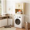 ELUCHANG Mobile Lavatrice,con Ante e Ripiano Aperto,mobile alto per bagno,Mobiletto Bagno Salvaspazio,Rovere Chiaro +Bianco,67x40x174cm