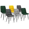 IDMarket - Set di 6 sedie MILA in velluto misto verde x2, grigio scuro x2, grigio chiaro, giallo