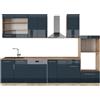 Vicco Armadi da cucina Fame-Line, Blu scuro lucido/rovere dorato, 300 cm con armadio alto, senza piano di lavoro, per l'espansione personalizzata tramite moduli aggiuntivi compatibili