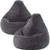icon Dalton Poltrona Sacco, Grigio Scuro, Set da 2, Velluto a Coste, Pouf Poltrona con Riempimento Incluso, Pouf Sacco, Camera da Letto, Soggiorno, Mobili Soggiorno
