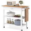COSTWAY Carrello da Cucina Salvaspazio con Ruote, Mobiletto Cucina con Piano in Legno, Cassetto, 2 Ripiani Aperti, Carrello da Portata per Sala da Pranzo, 106 x 50 x 89 cm (Bianco)