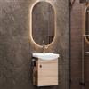 Planetmöbel Set di mobili da bagno lavabo con mobiletto 45 x 60 x 33 cm, specchio con illuminazione 50 x 90 cm per WC ospiti, rovere Sonoma