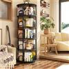 KEPMOGOH Libreria girevole a 360 gradi, libreria in legno, da pavimento, per camera da letto, cameretta dei bambini, soggiorno, nero (A, 5 Livelli)