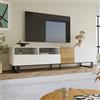 Easexcy Mobile Porta TV Moderno in Legno e Colore Bianco, 180 x 50 x 38 cm, Design Minimalista (Bianco e Colore Legno)