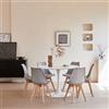 Uderkiny Set tavolo da pranzo e sedia, Tavolo da pranzo rotondo in MDF da 110 cm con 6 moderne sedie da pranzo, adatti per cucina, sala da pranzo, soggiorno, caffetteria, balcone (Bianco，6 Grigio）