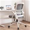 XUEGW Sedia da Ufficio Ergonomica - Sedia Girevole in Rete Traspirante con Braccioli Ribaltabili e Supporto Lombare per Computer - Ufficio Domestico(Grigio)