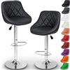 TRESKO® Set di 2 Sgabelli-Bar moderni, Sedia Bar, Sgabello Lounge con schienale, 10 colori diversi, cromato, rotazione libera a 360 °, la regolazione in altezza dei sedili 60,0-80,0 cm (2x nero)