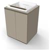 Liberoshopping Mobile Lavatoio in Legno 2 Ante con Vasca in Resina Bianco, Ripiano Interno, Apertura Push Pull, 71x65 cm, per Lavanderia e Spazi Piccoli (Tortora Opaco/Pietra)