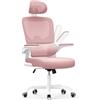 naspaluro Sedia da Ufficio Ergonomica Con Supporto Lombare Adattativo a Forma Di C, Poggiatesta Regolabile, Braccioli Ribaltabili, Poltrone Ufficio a Rete Traspirante per Scrivania, Casa,Nero